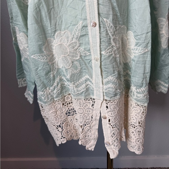 POL Mint Green Floral Lace Top - Picture 3 of 6